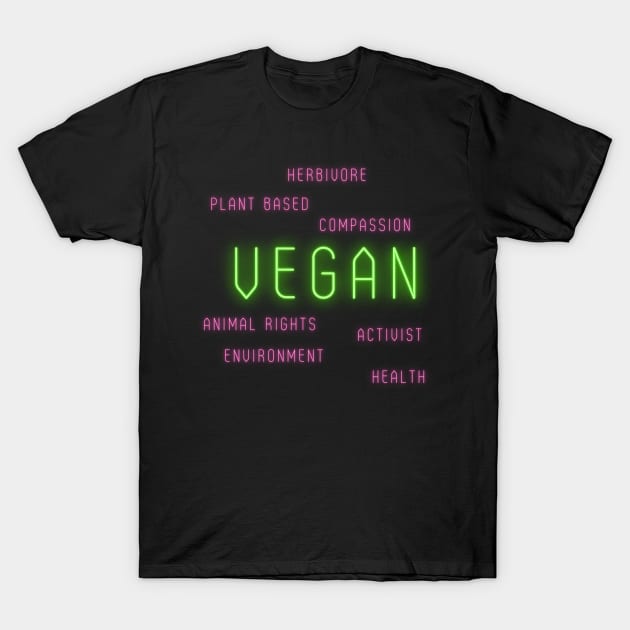 Vegan Word Cloud T-Shirt by Bearded Vegan Clothing